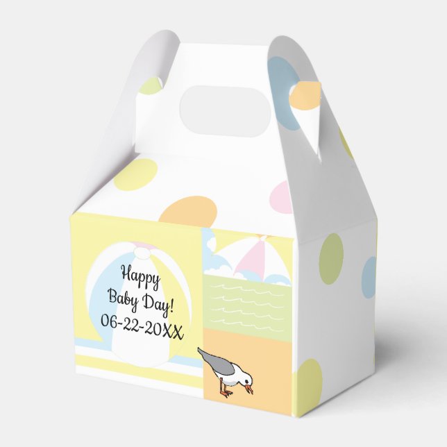 Baby Dusche Beach Ball Gable Favor Box Geschenkschachtel (Rückseite)