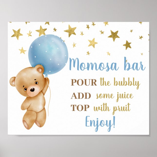 Baby Dusche Bear Momosa Zeichen Poster (Vorne)
