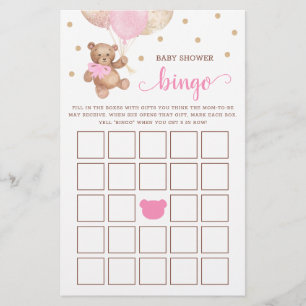 Baby Dusche Bingo Game Teddy Bear