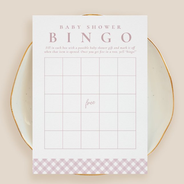 Baby Dusche Bingo niedlich rosa Gingham Party Kart Einladung (Von Creator hochgeladen)