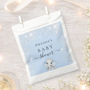Baby Dusche blauer Elefant Junge Silver Geschenktütchen