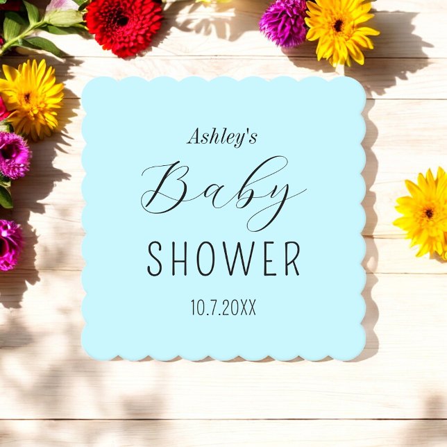 Baby Dusche Blue Minimalistisch Paper Untersetzer (Von Creator hochgeladen)