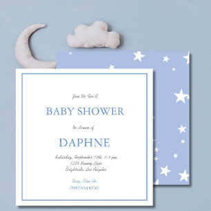 Baby Dusche Blue Stars Square Einladung