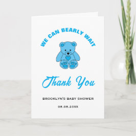 Baby Dusche Blue Teddy Bär wir können frühzeitig w Dankeskarte