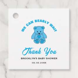Baby Dusche Blue Teddy Bär wir können frühzeitig w Geschenkanhänger