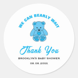 Baby Dusche Blue Teddy Bär wir können frühzeitig w Runder Aufkleber