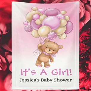 Baby Dusche Blue Teddy It a Girl Banner