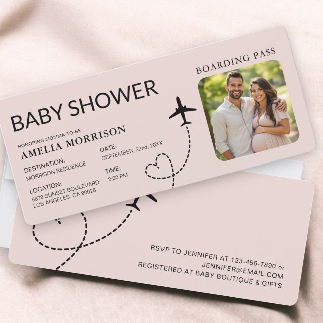 Baby Dusche Boarding Pass Flugzeug Girl Pink (Von Creator hochgeladen)