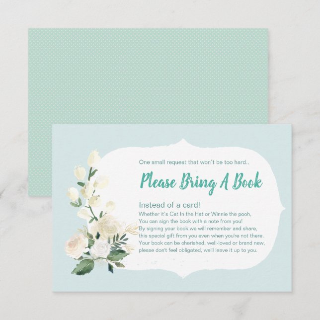 Baby Dusche Bringen Sie ein Buch Blue und Rose Einladung (Vorne/Hinten)