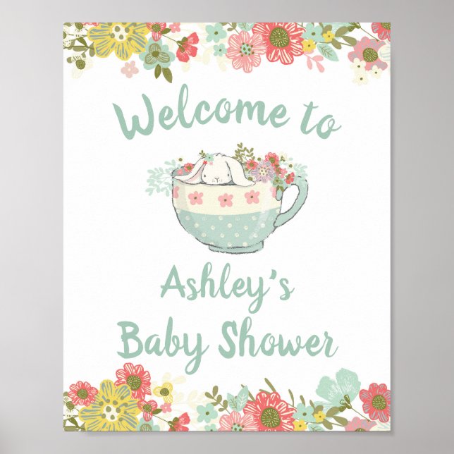 Baby Dusche Bunny Willkommensschild Poster (Vorne)
