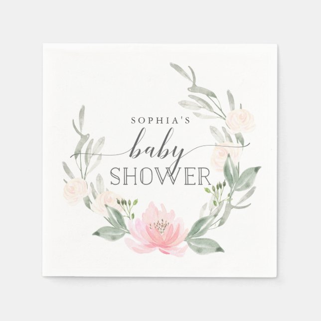 Baby Dusche Cocktail Napkins Pastel Blush Serviette (Vorderseite)