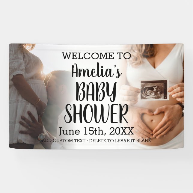 Baby Dusche Custom 2 Foto Willkommen Banner (Horizontal)