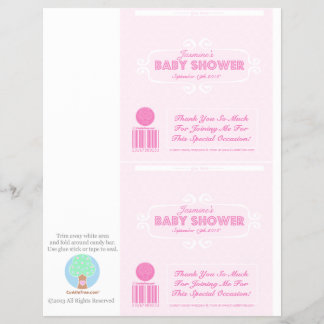 Baby Dusche Custom Candy Bar Wrappers Pink Flyer