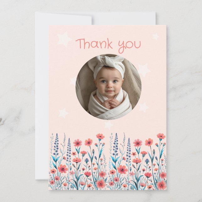 Baby Dusche Custom Foto Danke Karte (Vorderseite)