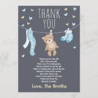Baby Dusche Danke Karte Teddy Bear blau