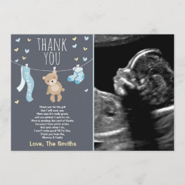 Baby Dusche Danke Karte Teddy Bear Blue