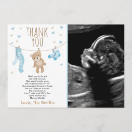 Baby Dusche Danke Karte Teddy Bear Blue