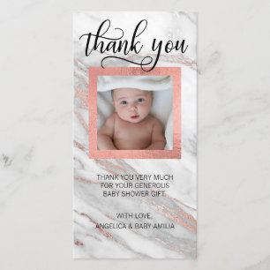 Baby-Dusche DANKEN IHNEN rosa Goldfolie   FOTO Dankeskarte