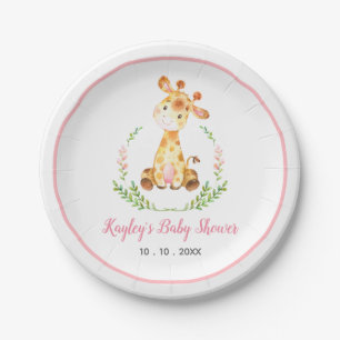Baby-Dusche der Giraffen-(niedliches Safari-Tier) Pappteller
