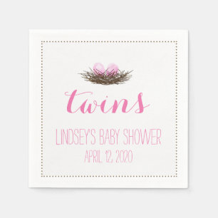 BABY-Dusche des Aquarell-Vogels Doppeldes nest- Serviette