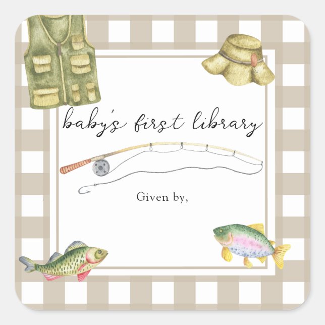 Baby-Dusche - die erste Bibliothek des Babys Quadratischer Aufkleber (Vorderseite)