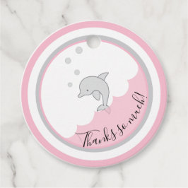 Baby Dusche Dophin Pink Gray Geschenkanhänger
