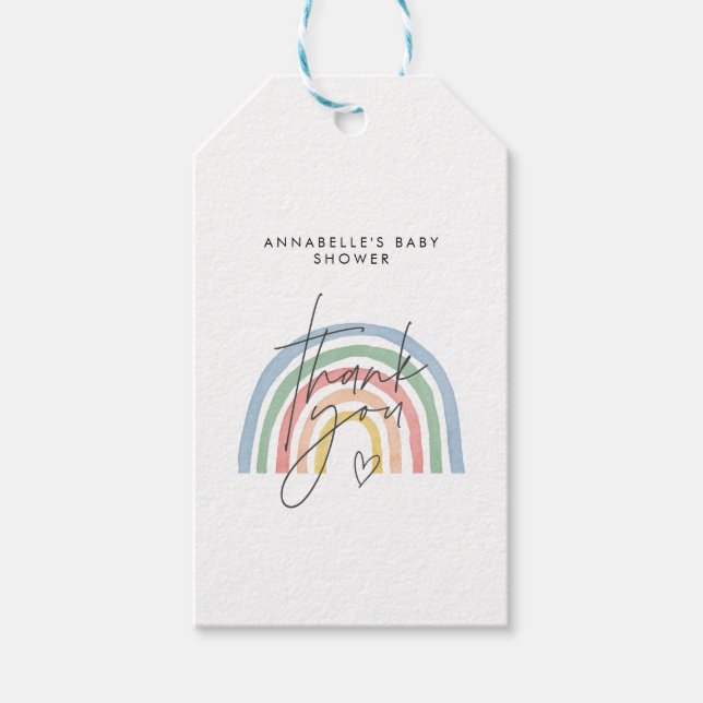 Baby Dusche Drehbuch Regenbogen Vielen Dank Geschenkanhänger (Vorderseite)