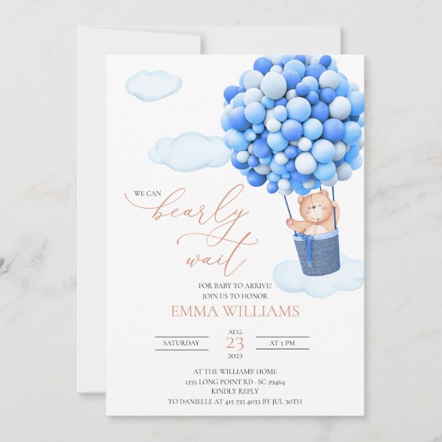 Baby Dusche Einladung Bären Wir können frühzeitig  (Vorderseite)