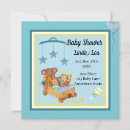 Baby Dusche Einladung Boy Teddy Bear Blue