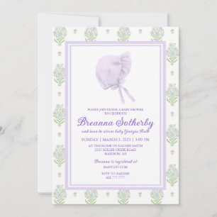 Baby Dusche Einladung Lavendel mit Bonnet