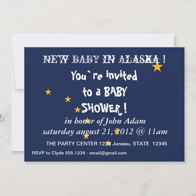 Baby Dusche Einladung mit Fahne von Alaska, USA.A. (Vorderseite)
