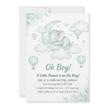 Baby Dusche Einladung mit SchlafbabyElephant