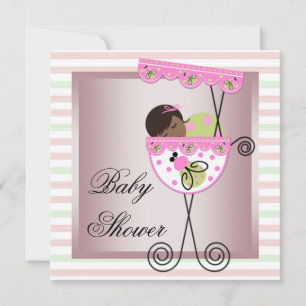 Baby-Dusche-Einladungen für Mädchen in Rosa und Gr Einladung