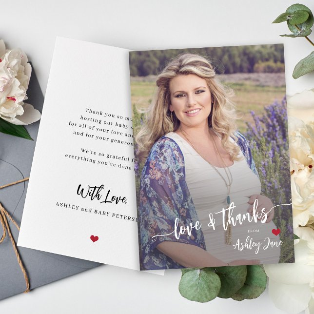 Baby-Dusche Foto moderne Liebe und Dankeschön-Scri Dankeskarte (Von Creator hochgeladen)