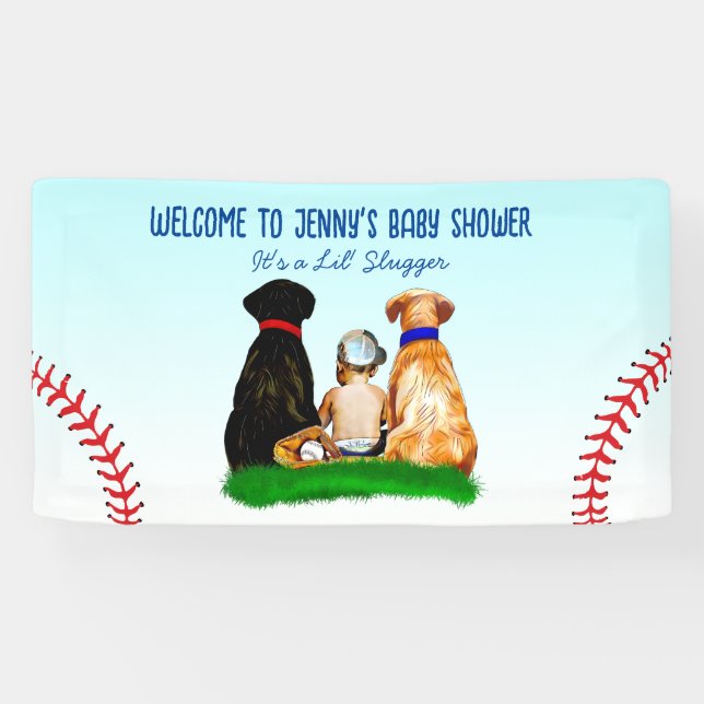 Baby-Dusche für Baseball und Hunde Banner (Horizontal)