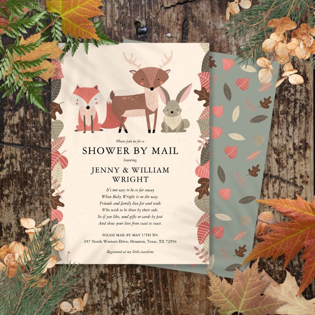 Baby-Dusche für Holztiere per Post Einladung (Woodland Animals Baby Shower By Mail Invitation)