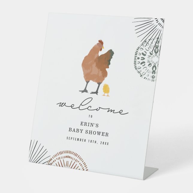 Baby-Dusche für Hühner Begrüßung 8x10 Poster Sockelschild (Vorderseite)