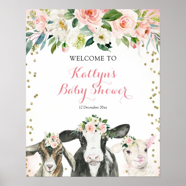 Baby-Dusche für Landtiere Begrüßungszeichen Poster (Vorne)