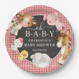 Baby-Dusche für Landtiere Pappteller