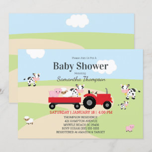 Baby-Dusche für Landtiere Red Traktor Boys Einladung