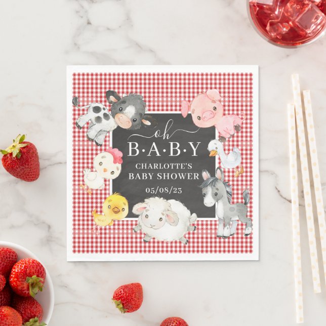 Baby-Dusche für Landtiere Serviette (Beispiel)
