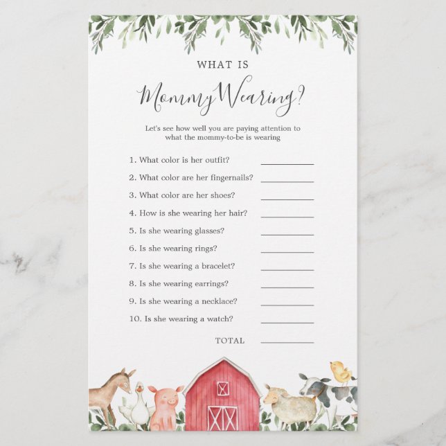 Baby-Dusche für Landtiere, was Mami trägt (Vorderseite)