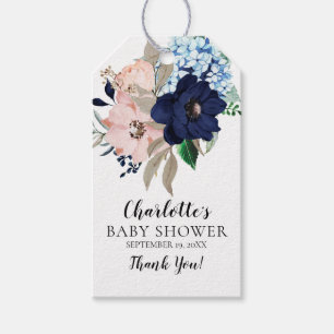 Baby Dusche für Navy & Blush Floral Gefallen Tag Geschenkanhänger