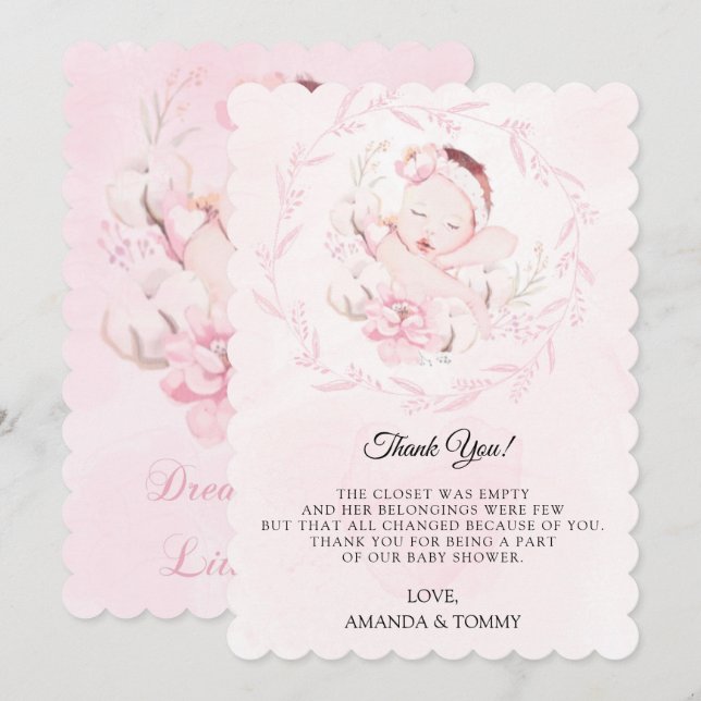 Baby-Dusche für Neugeborene Danke, Card Dankeskarte (Vorne/Hinten)