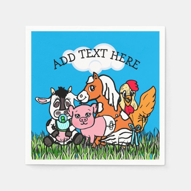 Baby-Dusche für personalisierte Landtiere Serviette (Vorderseite)