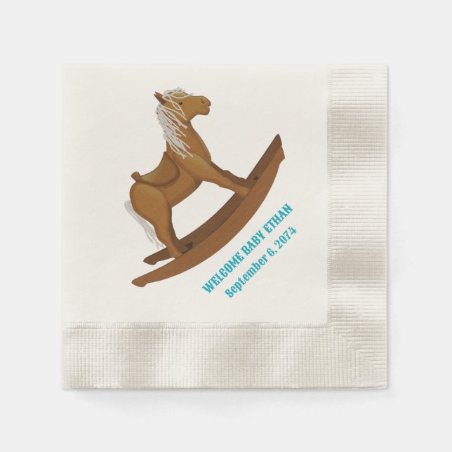 Baby-Dusche für Rocking Horse Serviette (Vorderseite)
