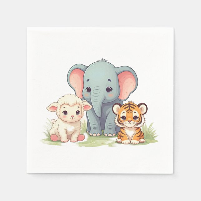 Baby-Dusche für Tiere Serviette (Vorderseite)