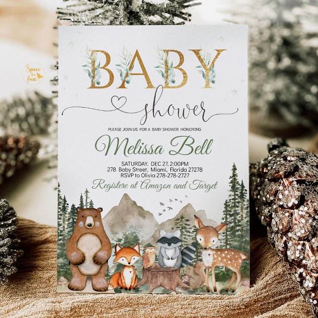 Baby-Dusche für Woodland-Tiere Einladung (Add a touch of nature to your celebration with our Woodland Animal Baby Shower Invitations! Featurin)