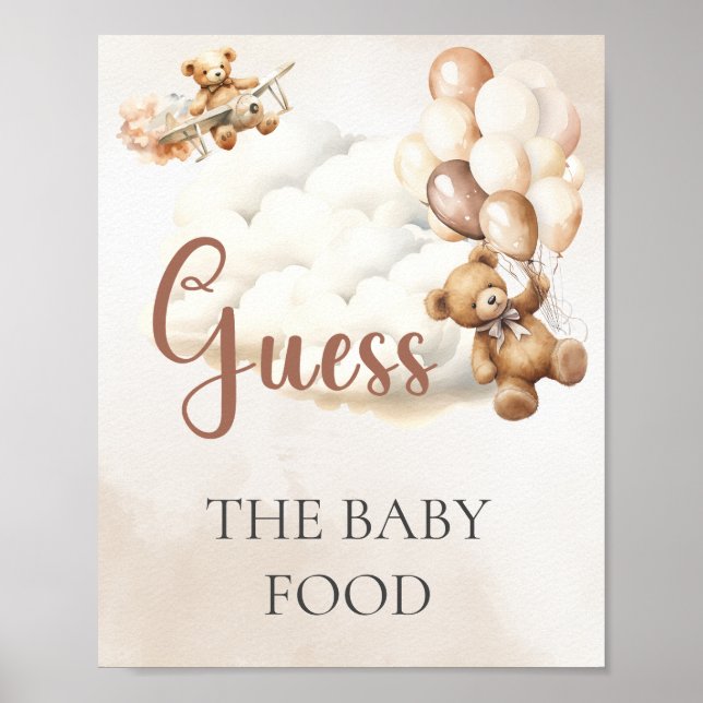 Baby Dusche Game GEGENSTAND DER BABY FOOD Bären Ba Poster (Vorne)