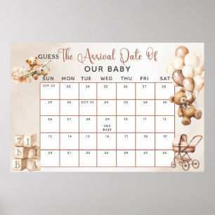 Baby Dusche GAME Schätzung Datum, an dem wir frühz Poster